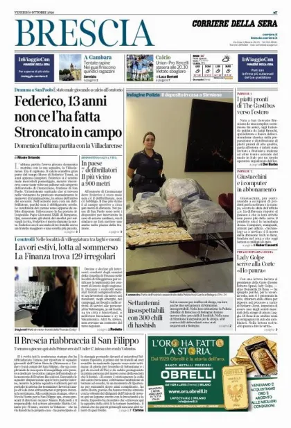 Prima pagina Corriere della Sera | Brescia