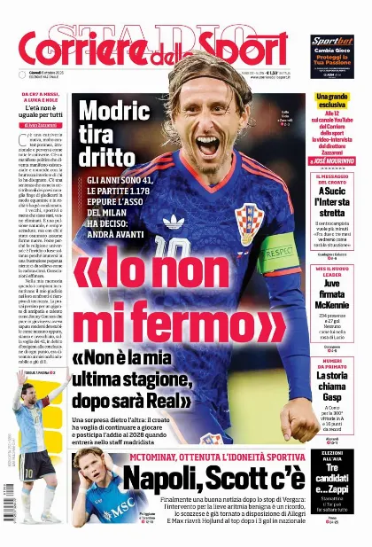 Prima pagina Corriere dello Sport - Stadio