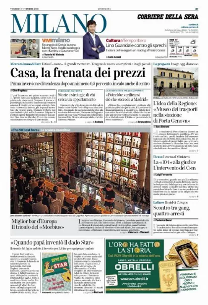 Prima pagina Corriere della Sera | Milano