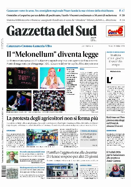 Prima pagina Gazzetta del Sud | Catanzaro