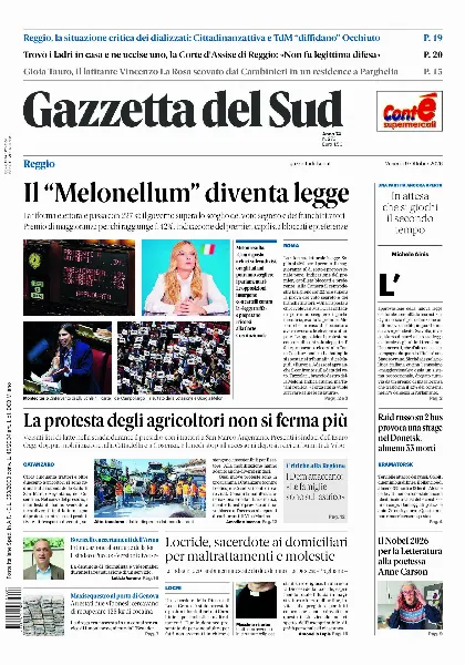 Prima pagina Gazzetta del Sud | Reggio Calabria