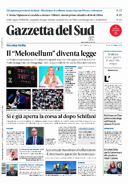 Prima pagina Gazzetta del Sud