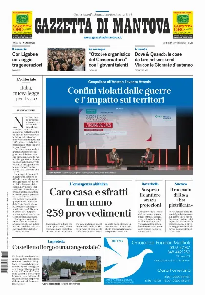 Prima pagina Gazzetta di Mantova