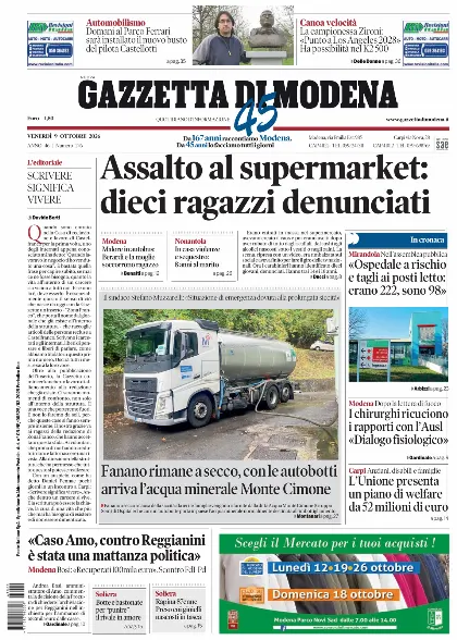 Prima pagina Gazzetta di Modena