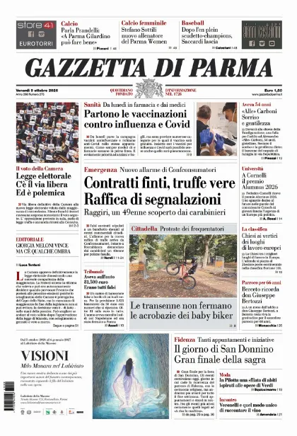 Prima pagina Gazzetta di Parma