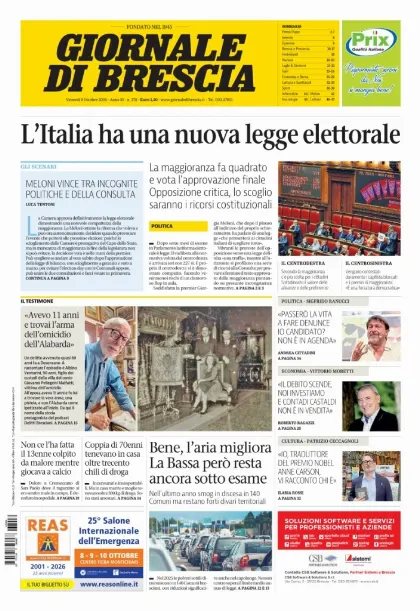 Prima pagina Giornale di Brescia