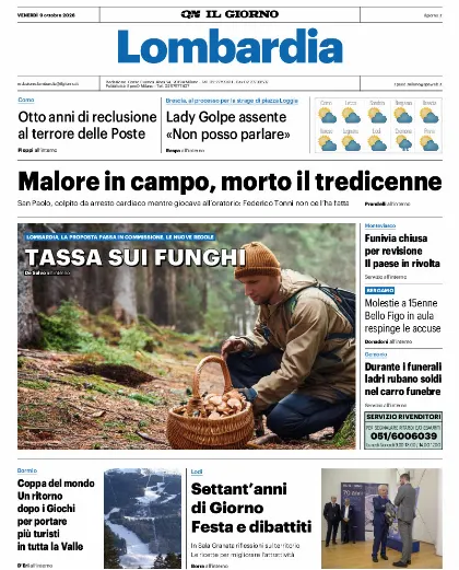 Prima pagina Il Giorno