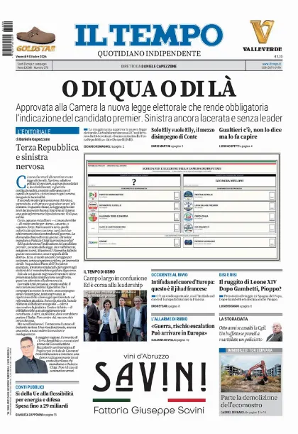 Prima pagina Il Tempo