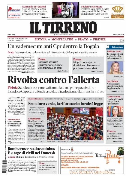 Prima pagina Il Tirreno