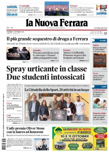 Prima pagina La Nuova Ferrara