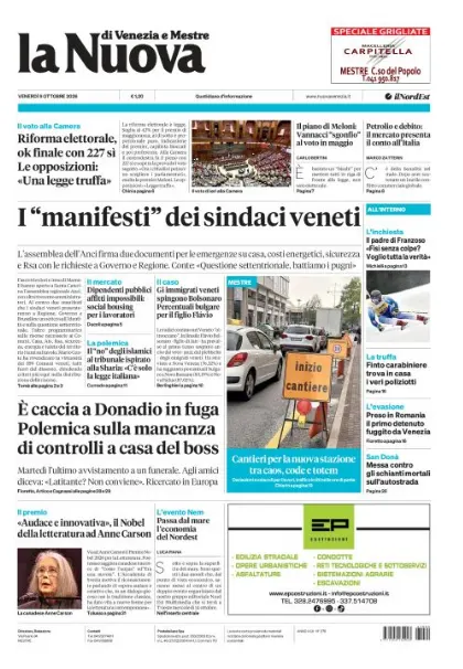 Prima pagina La Nuova di Venezia e Mestre | Venezia e Mestre