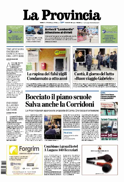 Prima pagina La Provincia