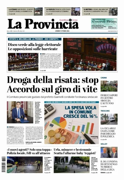 Prima pagina La Provincia | Crema
