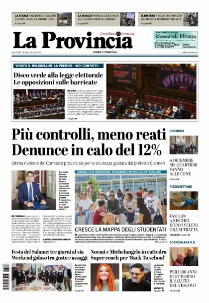 Prima pagina La Provincia