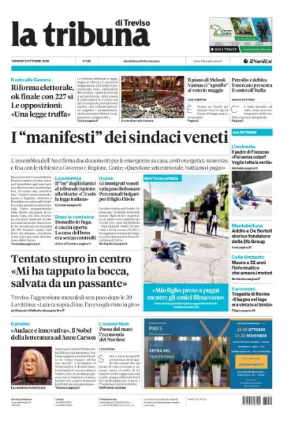 Prima pagina La Tribuna di Treviso | Treviso
