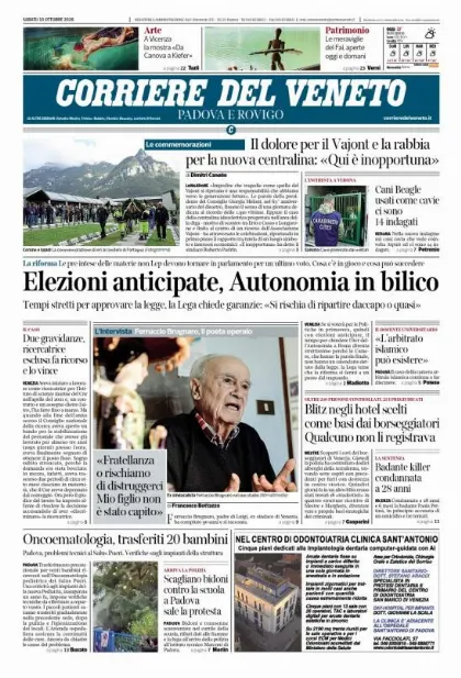 Prima pagina Corriere del Veneto | Padova e Rovigo
