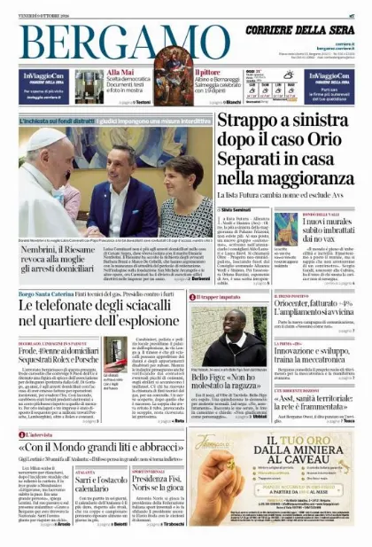 Prima pagina Corriere della Sera | Bergamo