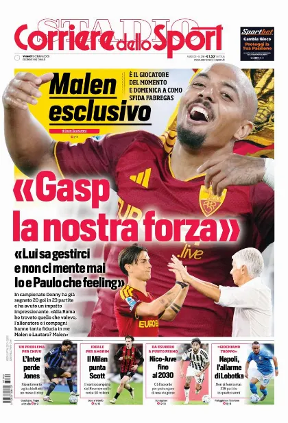 Prima pagina Corriere dello Sport - Stadio
