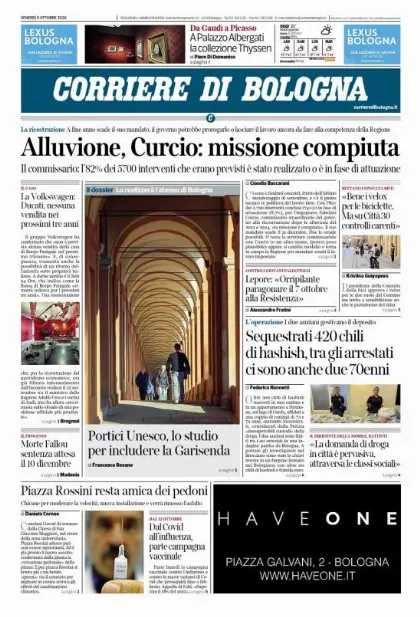 Prima pagina Corriere di Bologna