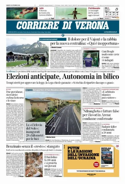 Prima pagina Corriere di Verona