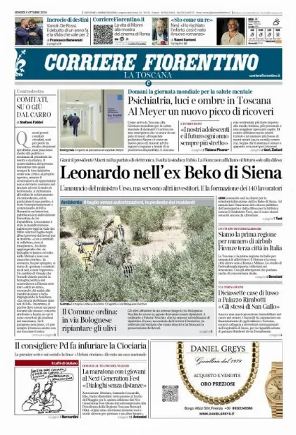 Prima pagina Corriere Fiorentino