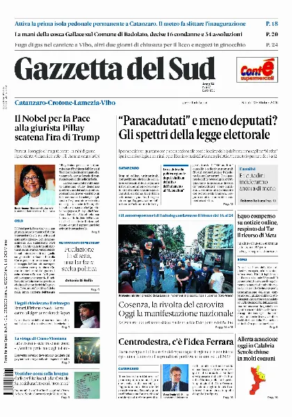 Prima pagina Gazzetta del Sud | Catanzaro