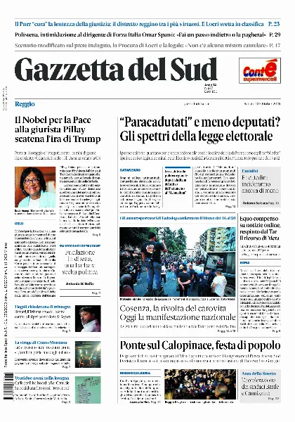 Prima pagina Gazzetta del Sud | Reggio Calabria
