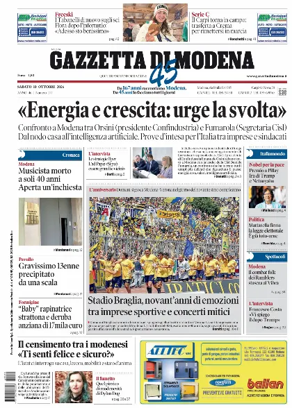 Prima pagina Gazzetta di Modena