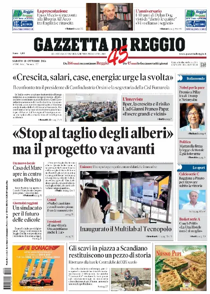 Prima pagina Gazzetta di Reggio