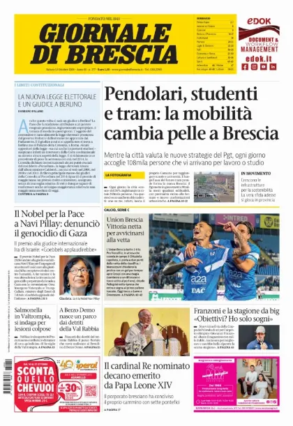 Prima pagina Giornale di Brescia
