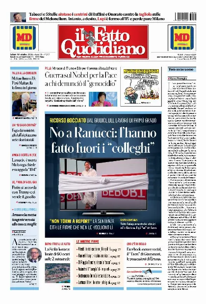 Prima pagina Il Fatto Quotidiano
