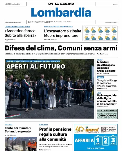 Prima pagina Il Giorno