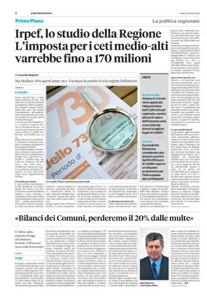 Prima pagina Il Mattino di Padova | Padova