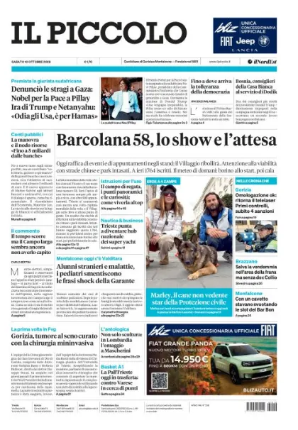 Prima pagina Il Piccolo | Gorizia e Monfalcone