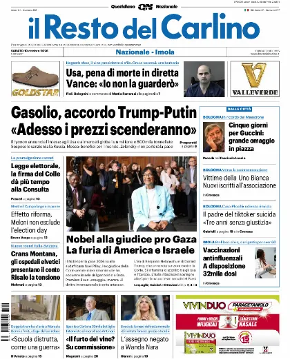 Prima pagina Il Resto del Carlino