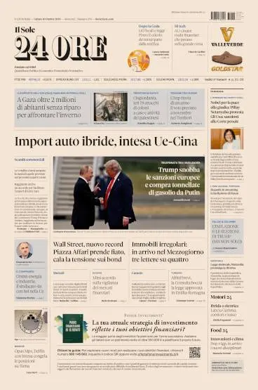 Prima pagina Il Sole 24 Ore