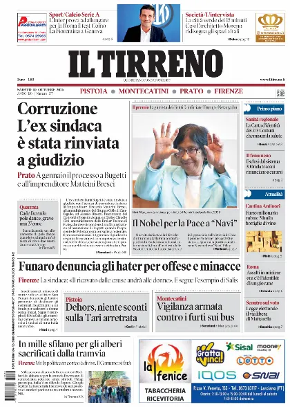 Prima pagina Il Tirreno
