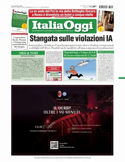 Prima pagina ItaliaOggi