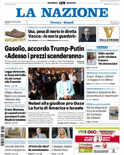Prima pagina La Nazione