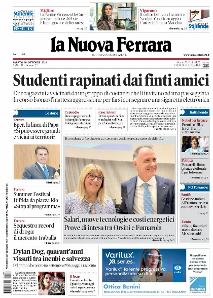 Prima pagina La Nuova Ferrara