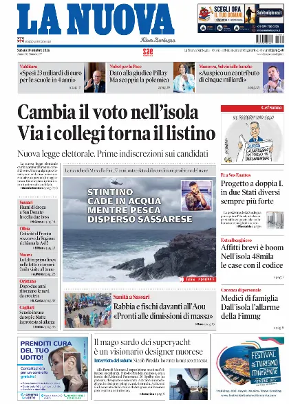 Prima pagina La Nuova Sardegna