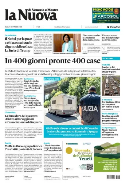 Prima pagina La Nuova di Venezia e Mestre | Venezia e Mestre