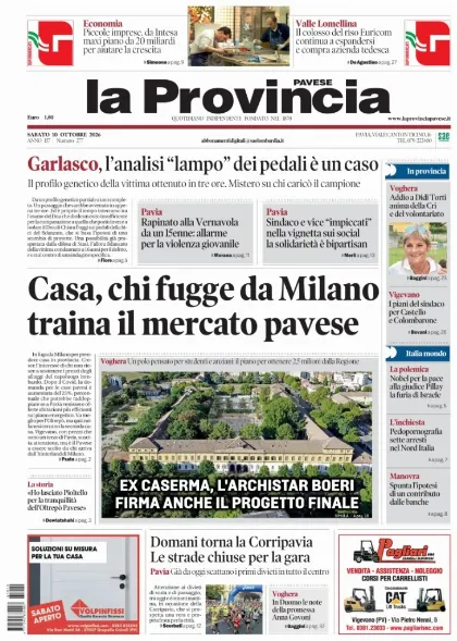 Prima pagina La Provincia Pavese