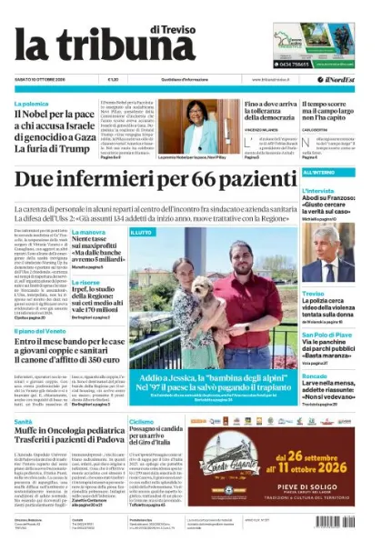 Prima pagina La Tribuna di Treviso | Treviso