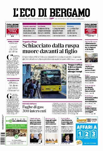 Prima pagina L'Eco di Bergamo