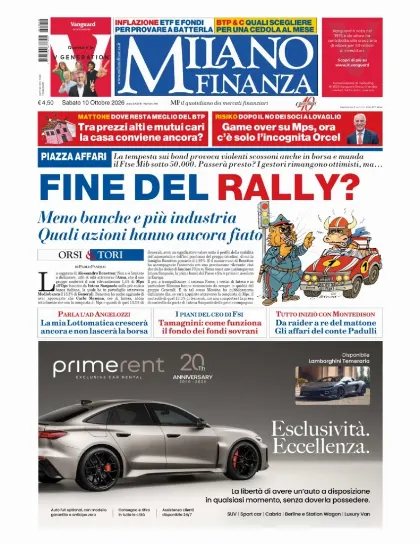 Prima pagina MF Milano Finanza