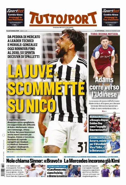 Prima pagina Tuttosport