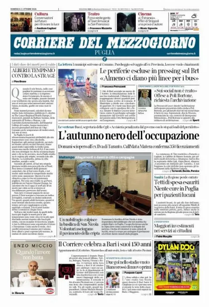 Prima pagina Corriere del Mezzogiorno | Puglia
