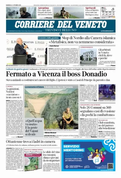 Prima pagina Corriere del Veneto | Treviso e Belluno