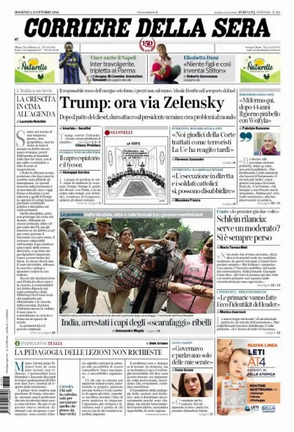 Prima pagina Corriere della Sera